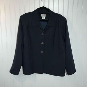 Reflections Of Dallas Blazer Women 18 Navy Button Down Long Sleeve Office Attire